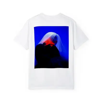 Woman White Hair Blue Red Neon Light