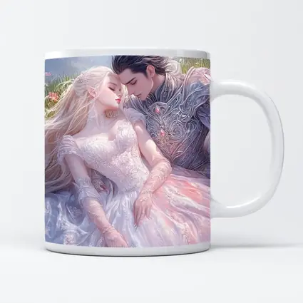 Fantasy Elf Couple Romantic Floral Meadow Art