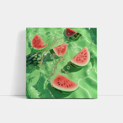 Watermelon Slices Floating Green Water
