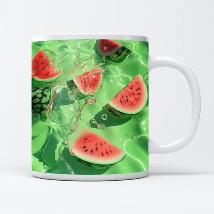 Watermelon Slices Floating Green Water