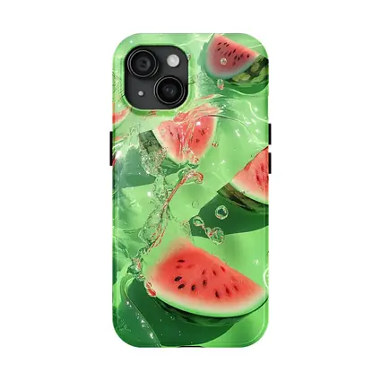 Watermelon Slices Floating Green Water