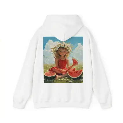 Girl With Daisy Crown Eating Watermelon Summer