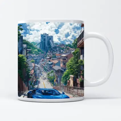 Bugatti Chiron Blue Anime City Street