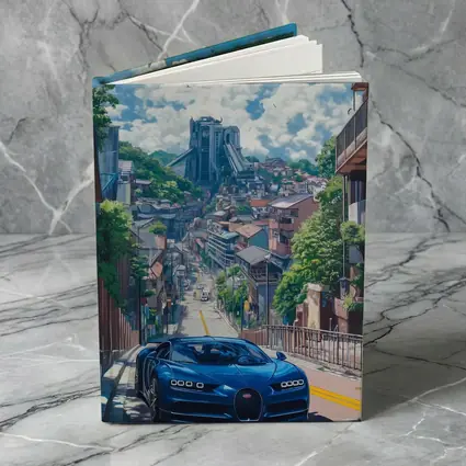 Bugatti Chiron Blue Anime City Street