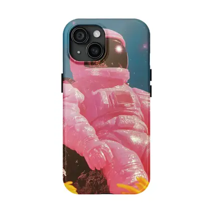 Pink Astronaut Sitting On Moon Surface
