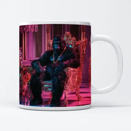 Gorilla King Sitting Pink Neon Throne Room