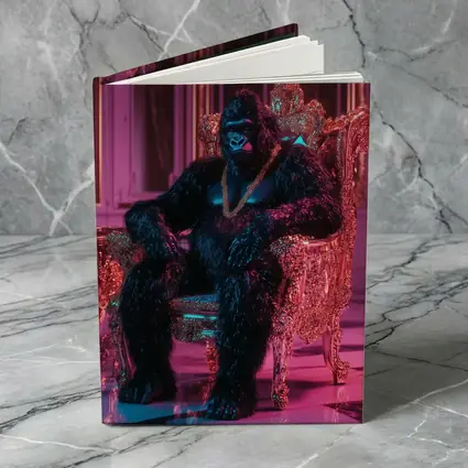 Gorilla King Sitting Pink Neon Throne Room