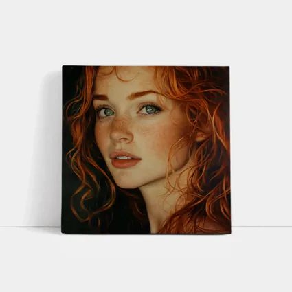Red Hair Green Eyes Freckles Portrait Art