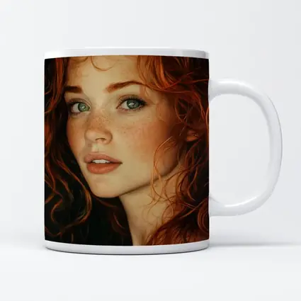 Red Hair Green Eyes Freckles Portrait Art