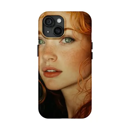 Red Hair Green Eyes Freckles Portrait Art