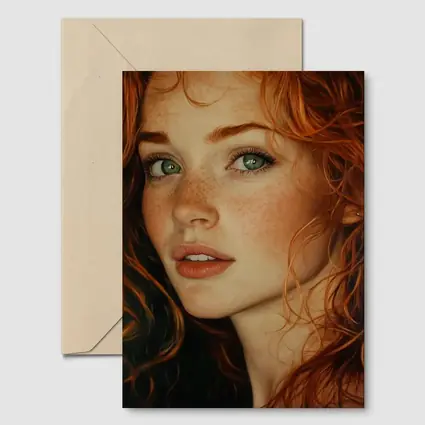 Red Hair Green Eyes Freckles Portrait Art