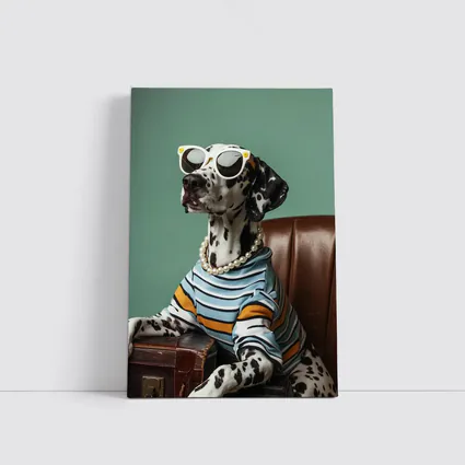 Dalmatian Dog Wearing Sunglasses Pearl Necklace