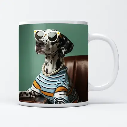 Dalmatian Dog Wearing Sunglasses Pearl Necklace
