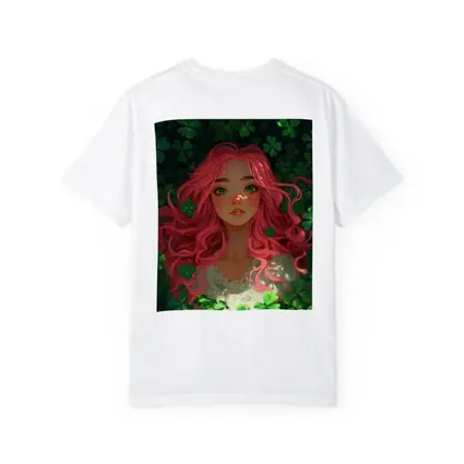 Pink Hair Girl Surrounded by Green Clovers