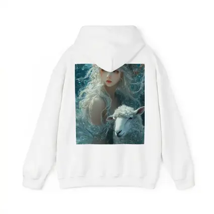 Fantasy Girl With Sheep Underwater Blue