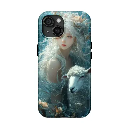 Fantasy Girl With Sheep Underwater Blue