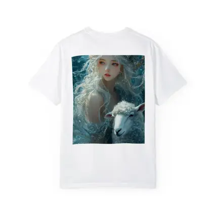 Fantasy Girl With Sheep Underwater Blue