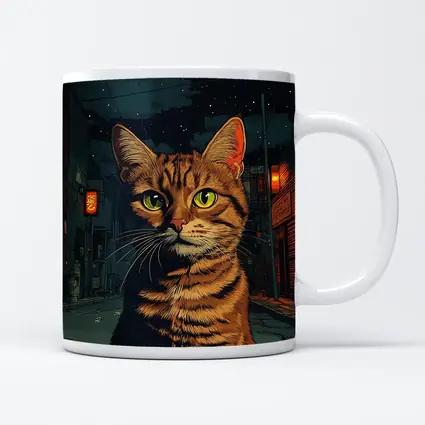 Orange Tabby Cat Night City Street