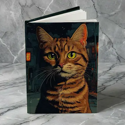 Orange Tabby Cat Night City Street