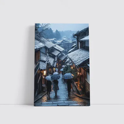 Kyoto Winter Street Snow Umbrella Scene