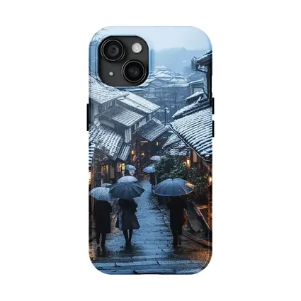 Kyoto Winter Street Snow Umbrella Scene