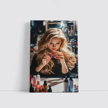 Blonde Woman Doing Nails Beauty Salon