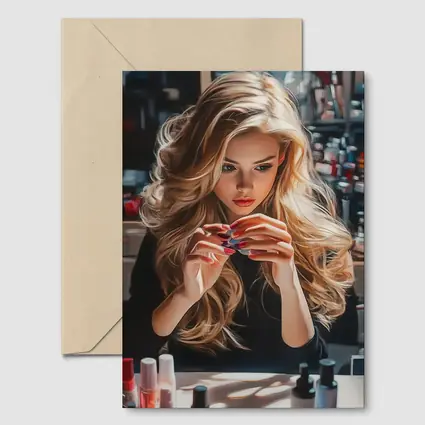 Blonde Woman Doing Nails Beauty Salon