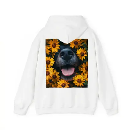 Happy Dog Nose Surrounded By Yellow Flowers