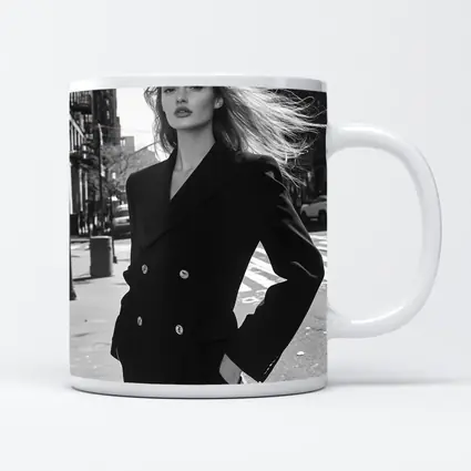 Woman Black Suit City Street Portrait