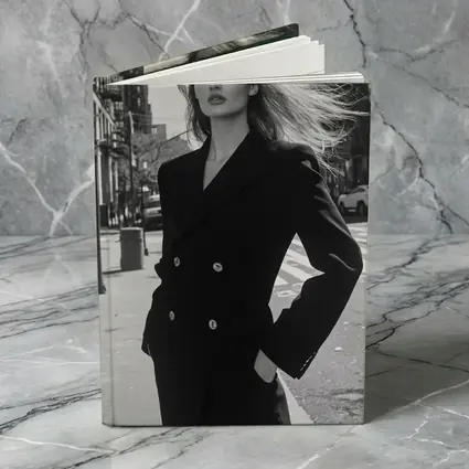 Woman Black Suit City Street Portrait