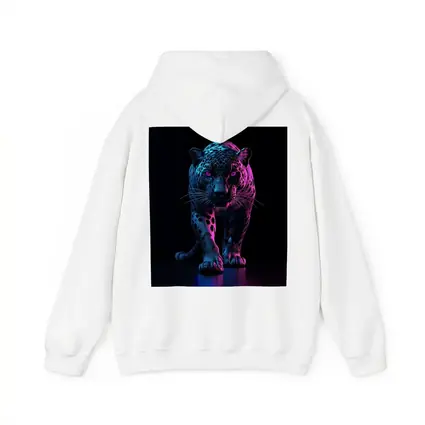 Neon Jaguar Walking Against Dark Background