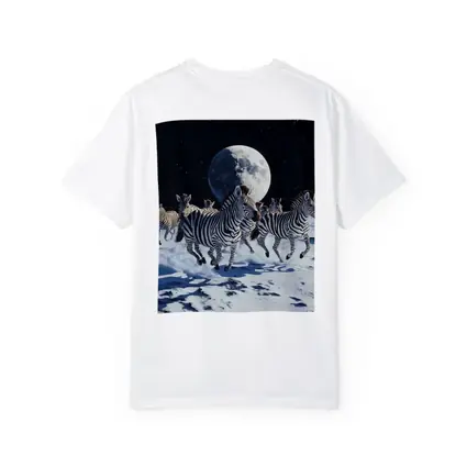 Zebras Running on Moon Starry Night