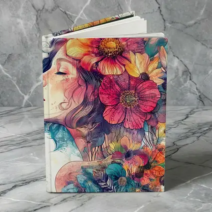 Woman Portrait Floral Crown Watercolor Art