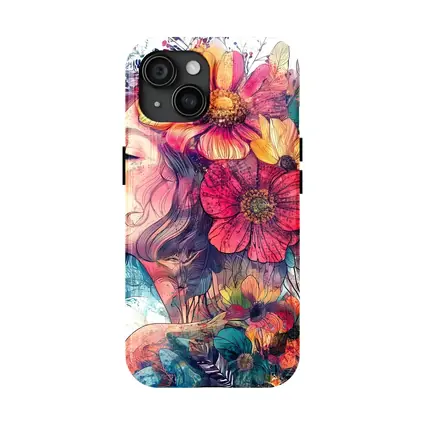 Woman Portrait Floral Crown Watercolor Art