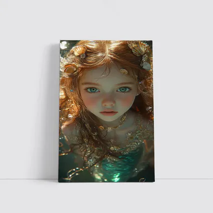Little Mermaid Girl With Seashells Underwater