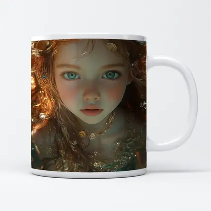 Little Mermaid Girl With Seashells Underwater