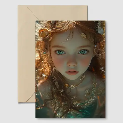 Little Mermaid Girl With Seashells Underwater