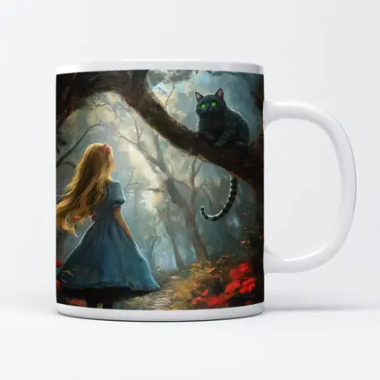 Alice And Cheshire Cat Dark Fantasy Forest