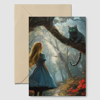 Alice And Cheshire Cat Dark Fantasy Forest