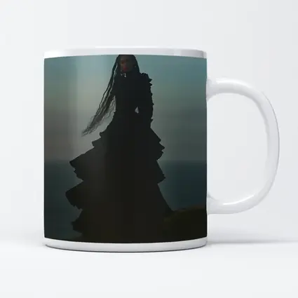 Dark Gothic Woman Black Dress Cliffside Ocean