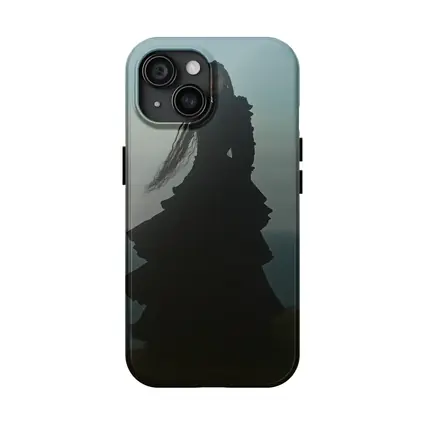 Dark Gothic Woman Black Dress Cliffside Ocean