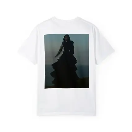 Dark Gothic Woman Black Dress Cliffside Ocean