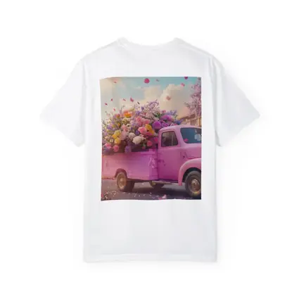 Pink Truck Overflowing With Colorful Spring Flowers