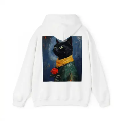 Black Cat With Rose Oil Painting Blue