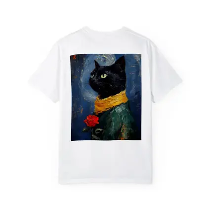 Black Cat With Rose Oil Painting Blue