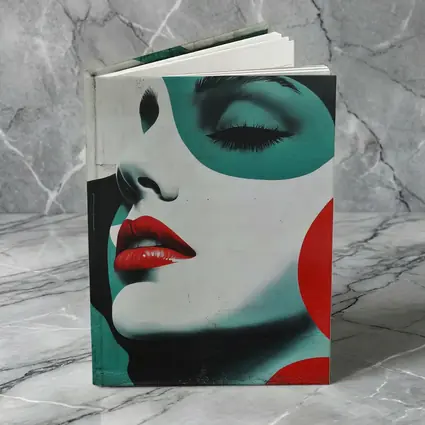 Pop Art Woman Face Red Lips Teal