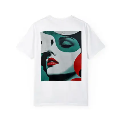 Pop Art Woman Face Red Lips Teal