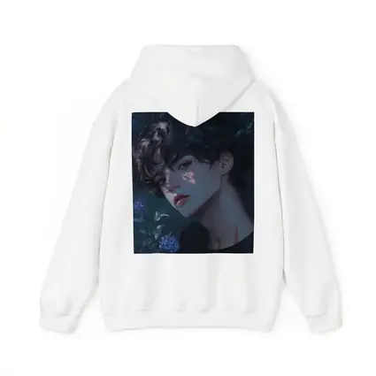 Anime Boy Dark Floral Blue Illustration