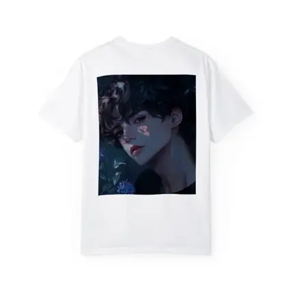 Anime Boy Dark Floral Blue Illustration