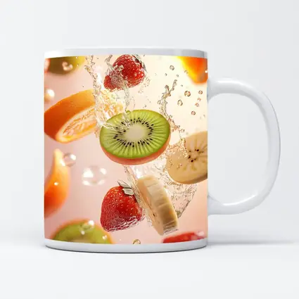 Fresh Fruits Splashing Water Pink Background